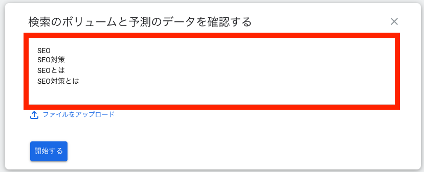 検索のボリュームと予測データ